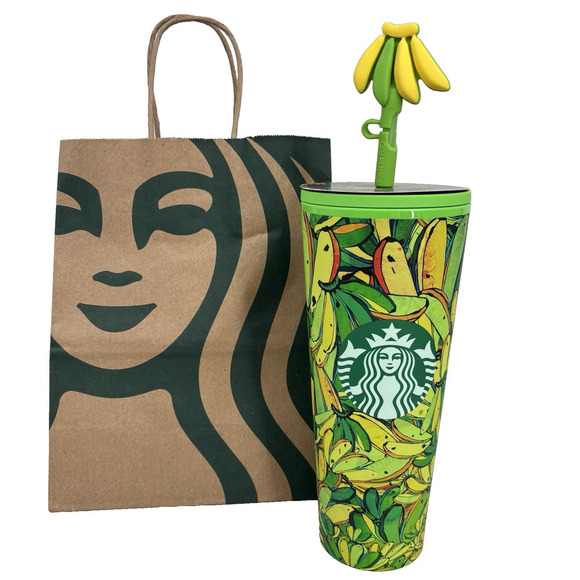 Starbucks Other - Starbucks x Farm Rio 24oz Tumbler Green Yellow Banana Straw Topper Summer 2025